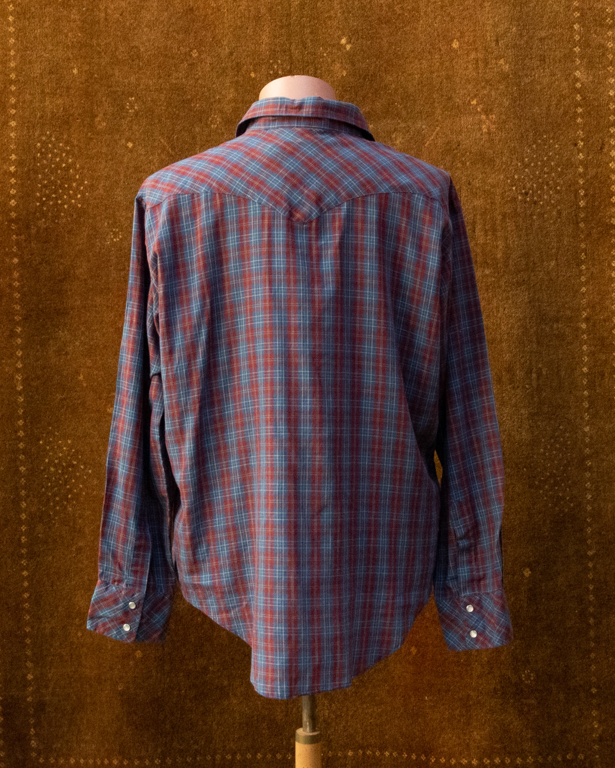 Vintage Maroon Blue Check Western Shirt