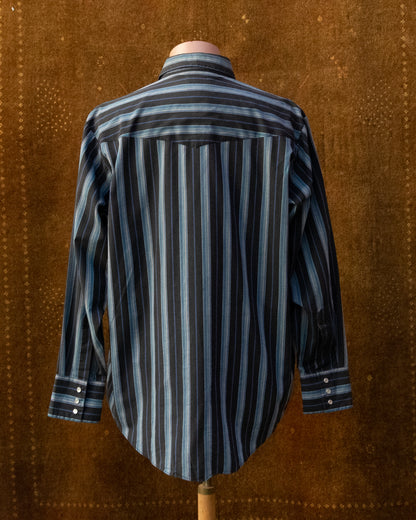 Black & Blue Striped Western Shirt