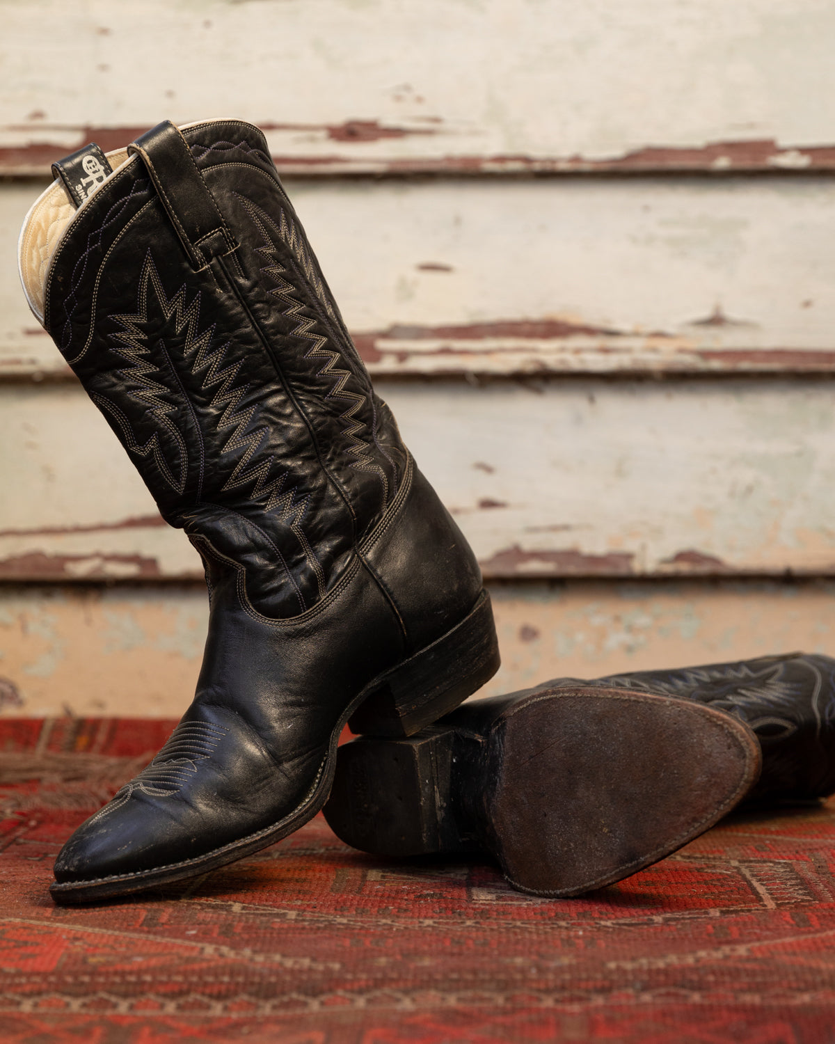 Vintage Christobal Romero Black Cowboy Boots (M)9.5