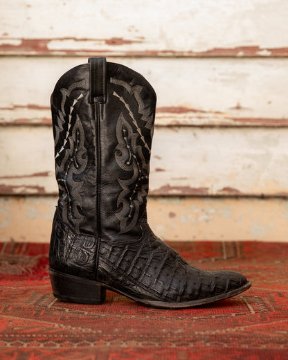 Exotic Black Caiman Croc Cowboy Boots (M)10D