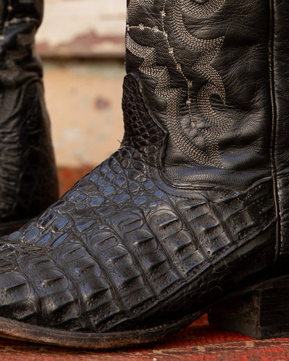 Exotic Black Caiman Croc Cowboy Boots (M)10D