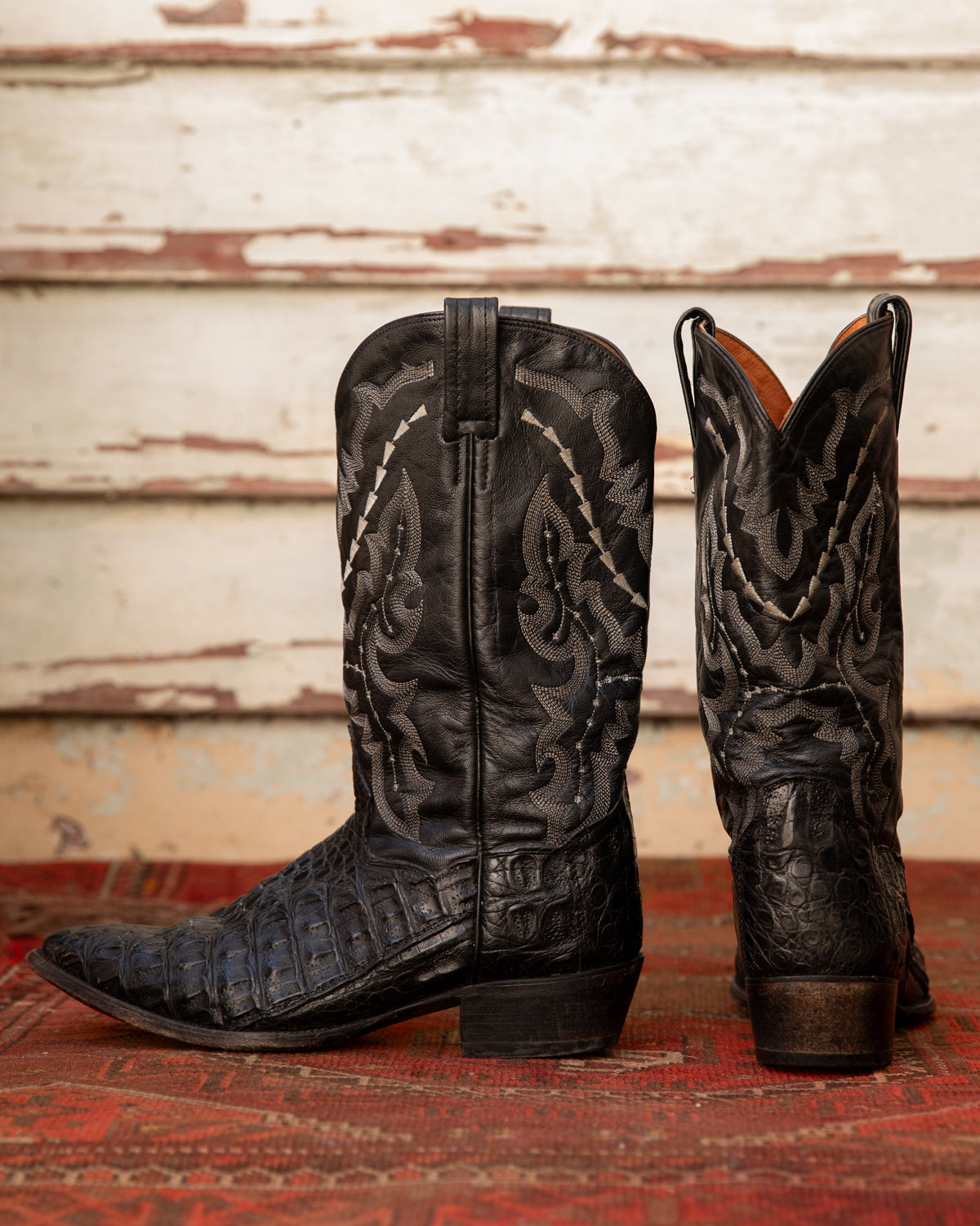 Exotic Black Caiman Croc Cowboy Boots (M)10D