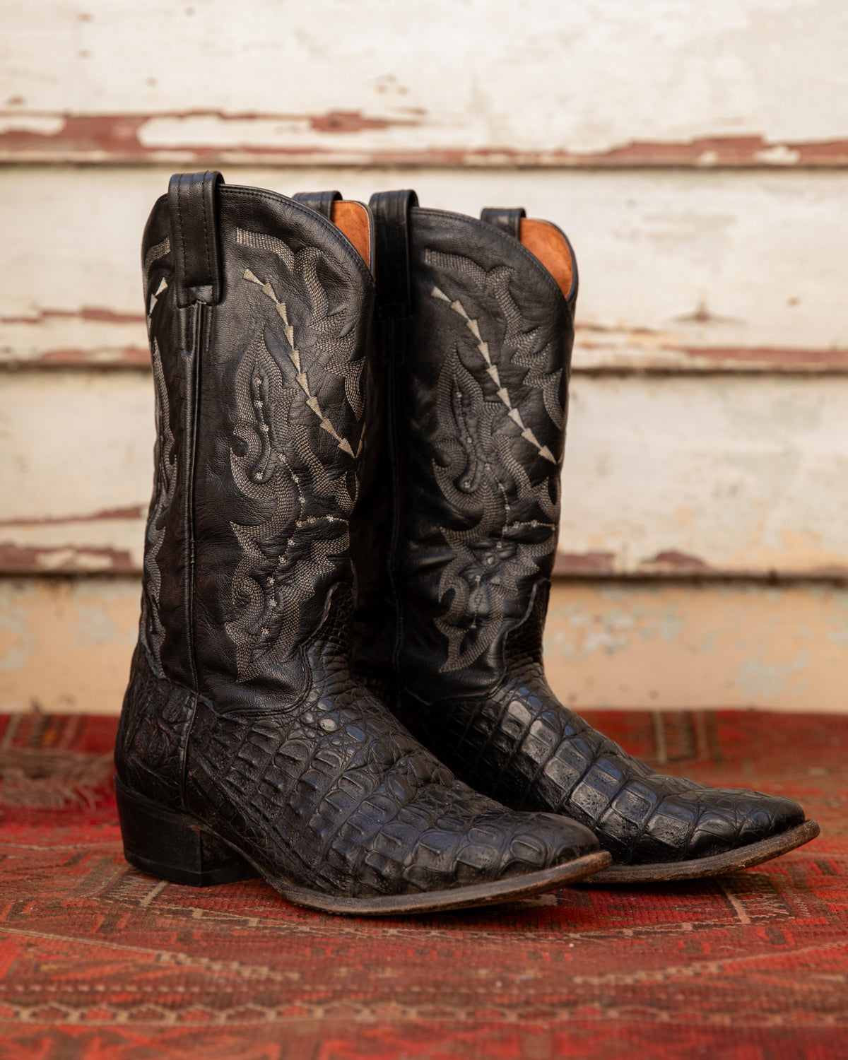 Exotic Black Caiman Croc Cowboy Boots (M)10D