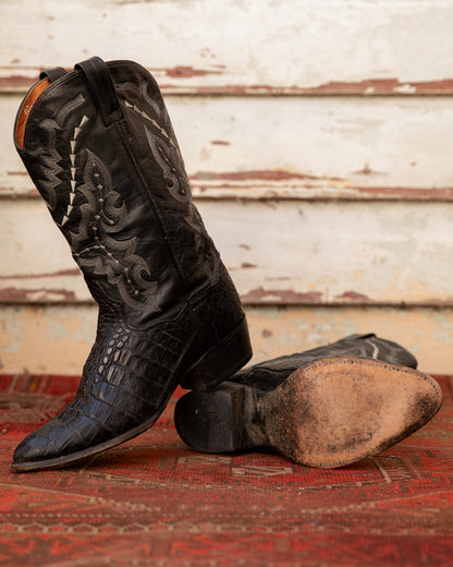 Exotic Black Caiman Croc Cowboy Boots (M)10D