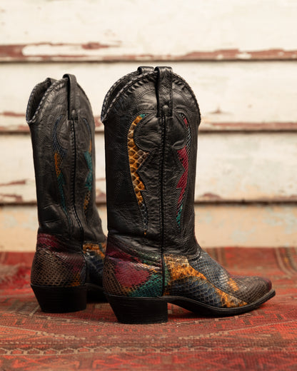 Rainbow Snakeskin Cowboy Boots (W)8.5