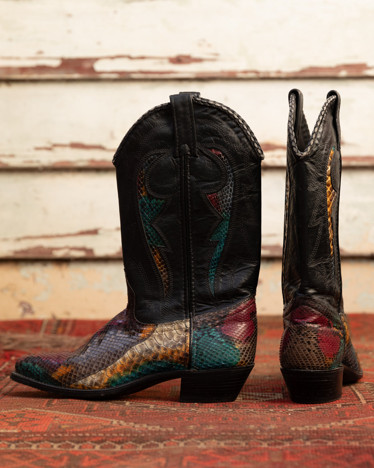 Rainbow Snakeskin Cowboy Boots (W)8.5