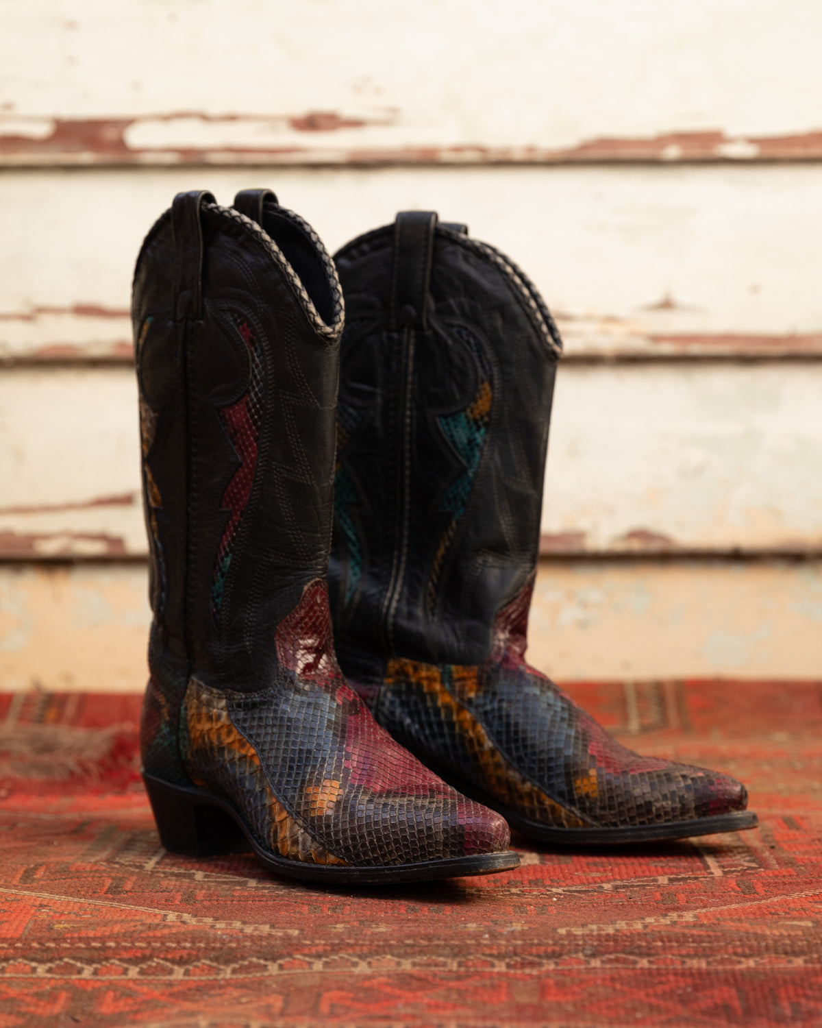 Rainbow Snakeskin Cowboy Boots (W)8.5