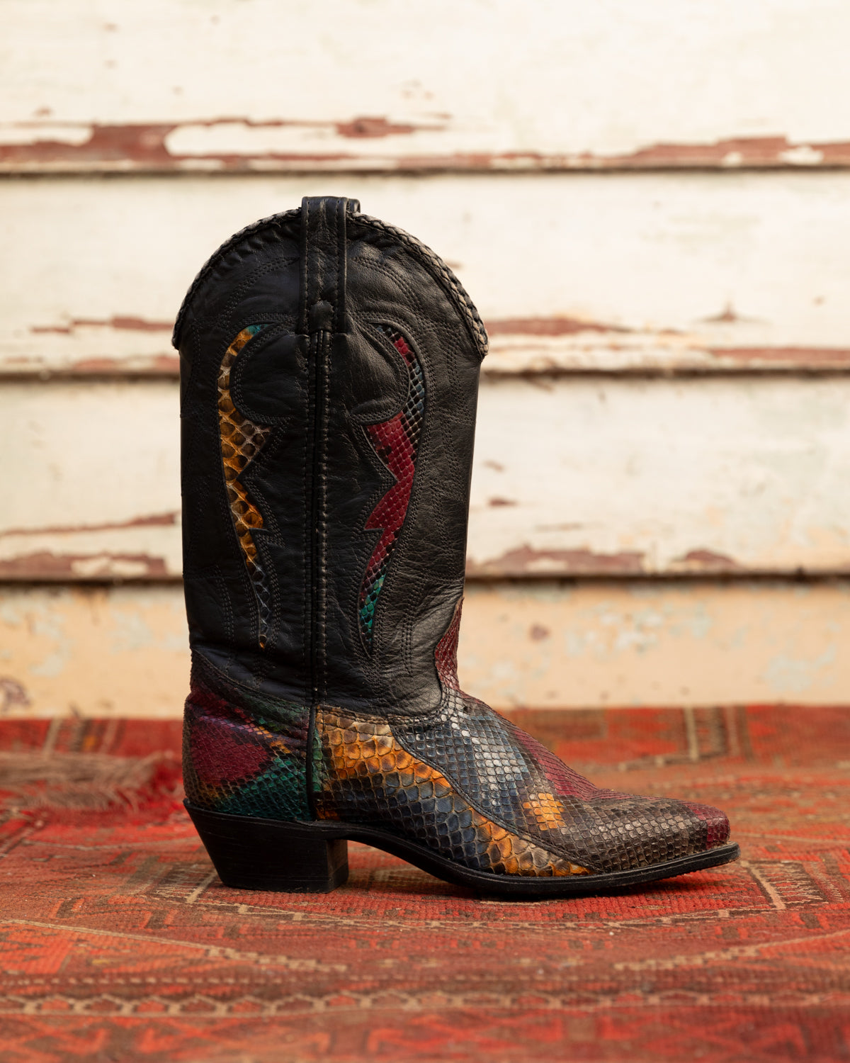 Rainbow Snakeskin Cowboy Boots (W)8.5